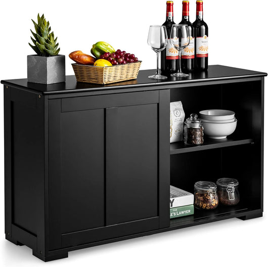 Armadietto da Cucina Mobiletto per Cucina Composto da Due Porte Scorrevoli Dimensioni: 106.5 x 33 x 62.5 cm (Nero)
