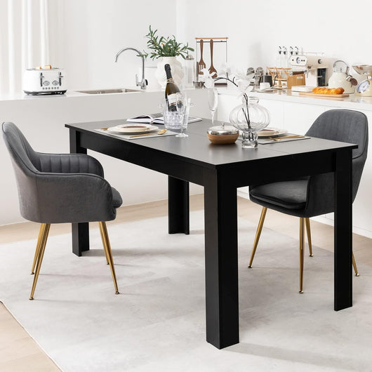 Tavolo da Pranzo 160 x 80 x 76 cm, Tavolo da Cucina Rettangolare con Piano Grande e Gambe Robuste, Tavolo per Massimo 8 Persone (Nero)