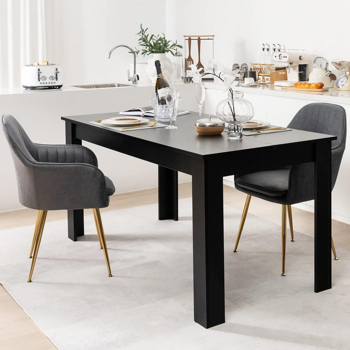 Tavolo da Pranzo 160 x 80 x 76 cm, Tavolo da Cucina Rettangolare con Piano Grande e Gambe Robuste, Tavolo per Massimo 8 Persone (Nero)