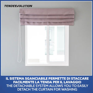 BASTONE BINARIO PER TENDA A PACCHETTO CON 5 CALATE A SGANCIO RAPIDO IN ALLUMINIO BIANCO LUNGHEZZA 200 CM Attacco Soffitto COMANDO A SINISTRA