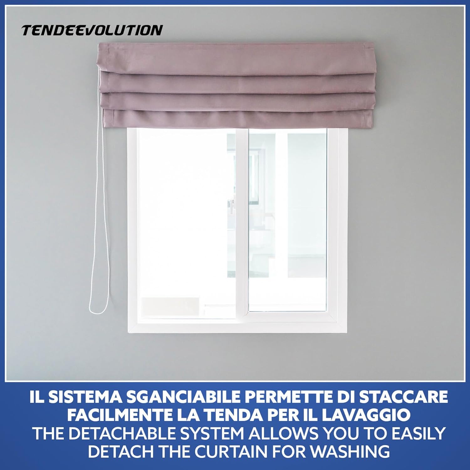 BASTONE BINARIO PER TENDA A PACCHETTO CON 6 CALATE A SGANCIO RAPIDO IN ALLUMINIO BIANCO LUNGHEZZA 180 CM Attacco Soffitto COMANDO A DESTRA
