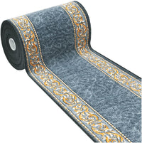 Passatoia Scala Bordata 67x650 cm Ingresso Corridoio Tappeto Cucina Gradini Stile Barocco Grigio