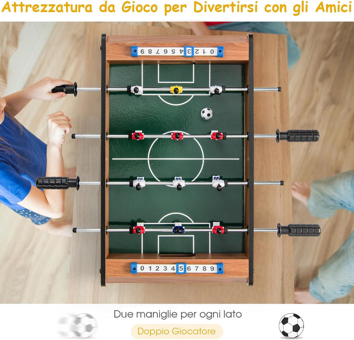 Mini Calcio Balilla, Calcetto da Tavolo Salvaspazio con Maniglie 2 Palloni, Segnapunti, Gioco da Tavolo per Feste per Adulti e Bambini