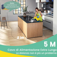 1500W Pulitore a Vapore Portatile, Macchina a Vapore con Serbatoio d'Acqua da 400 ml Blocco per Bambini e Kit di Accessori da 14 Pezzi, 33x13x24,5 cm (Giallo)