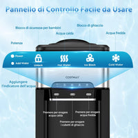 Erogatore Acqua 3 in 1, con Macchina del Ghiaccio, Dispender Acqua con 3 Impostazioni di Temperatura Caldo/Freddo/Ghiaccio, Regge Bottiglie 10-20 L, per Casa Ufficio Dormitorio