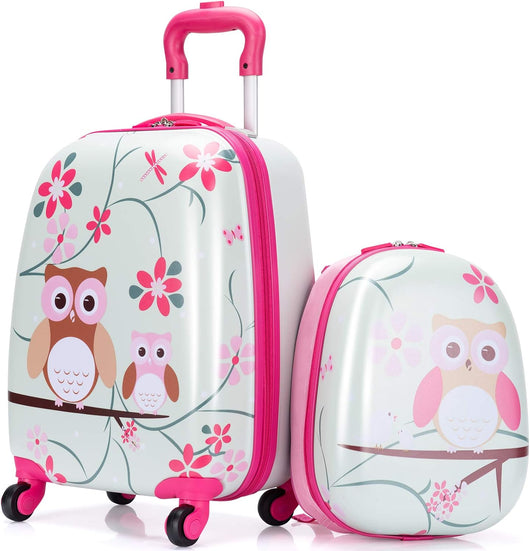 Set di Valigia per Bambini, 16" Valigia+ 12" Zaino, 2 Pezzi, con Ruote Girevoli a 360° e Maniglia Retrattile, Ideale per Viaggiare in Modo Comodo e Divertente (Modello 5)
