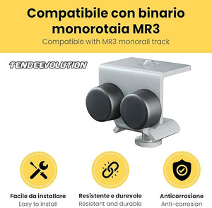Paracolpo di Protezione per Profilo Superiore Monorotaia MR3 – Accessorio di Sicurezza per Sistema di Binari