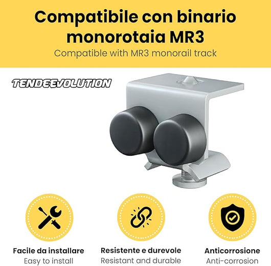 Paracolpo di Protezione per Profilo Superiore Monorotaia MR3 – Accessorio di Sicurezza per Sistema di Binari