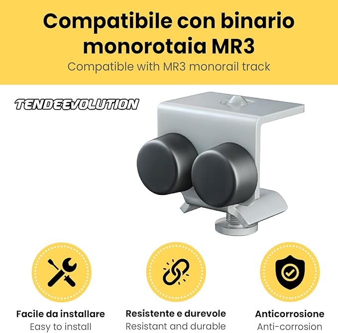 Paracolpo di Protezione per Profilo Superiore Monorotaia MR3 – Accessorio di Sicurezza per Sistema di Binari