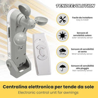 Motore Elettrico Professionale 100Kg/50Nm Silenzioso con Asta Soccorso, Centralina Sole-Vento-Pioggia, Telecomando - Tapparelle/Tende Sole Ø63mm