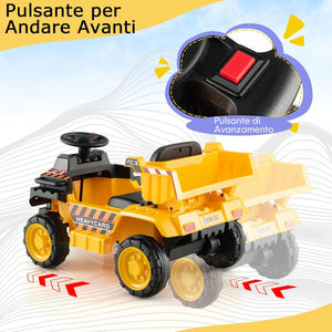 6V Veicolo da Costruzione Cavalcabile per Bambini, con Ruote Resistenti all'Usura Casco di Sicurezza, Escavatore Giocattolo, 44x65,5x40 cm