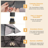 Gazebo da Giardino 3 x 3 m, Gazebo Impermeabile con Rete Mesh Staccabile e Terro Ventilato a Doppio Strato, Tenda Regolabile in Altezza per Feste, BBQ e Picnic (Grigio)