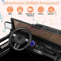 24V Macchina per Bambini con Telecomando, Auto Elettrica per Bambini 2 Posti, con Musica Storie USB, Partenza Lenta, Velocità 3,9-5,9 km/h, 3+ Anni (Nero)