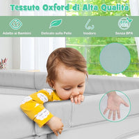 Box per Bambini, Centro Attivit¨¤ Portatile con Cancelli di Sicurezza, con Ventose Antiscivolo, Pareti a Rete Traspirante e 4 Anelli per Bambini, con 50 Palline, 206 x 185,5 x 68CM (grigio)