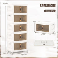 Scatola Portaoggetti, Contenitori in Plastica con Coperchio e 4 Ruote, Contenitore Pieghevole Impilabile per Soggiorno, Cucina e Camera da Letto (XL-Set di 5)