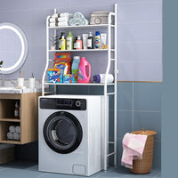 Mobile Salvaspazio per Lavatrice con 3 Ripiani Anti-Ribaltamento, Scaffale Organizer per Bagno e Lavanderia