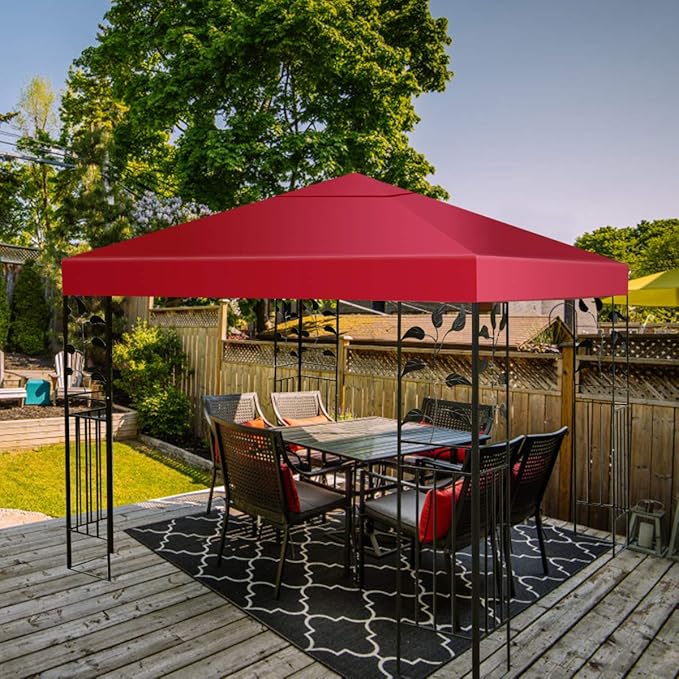 Copertura per Gazebo, Tetto Ricambio per Gazebo, Tetto del Padiglione 3x3 m (Vino rosso)