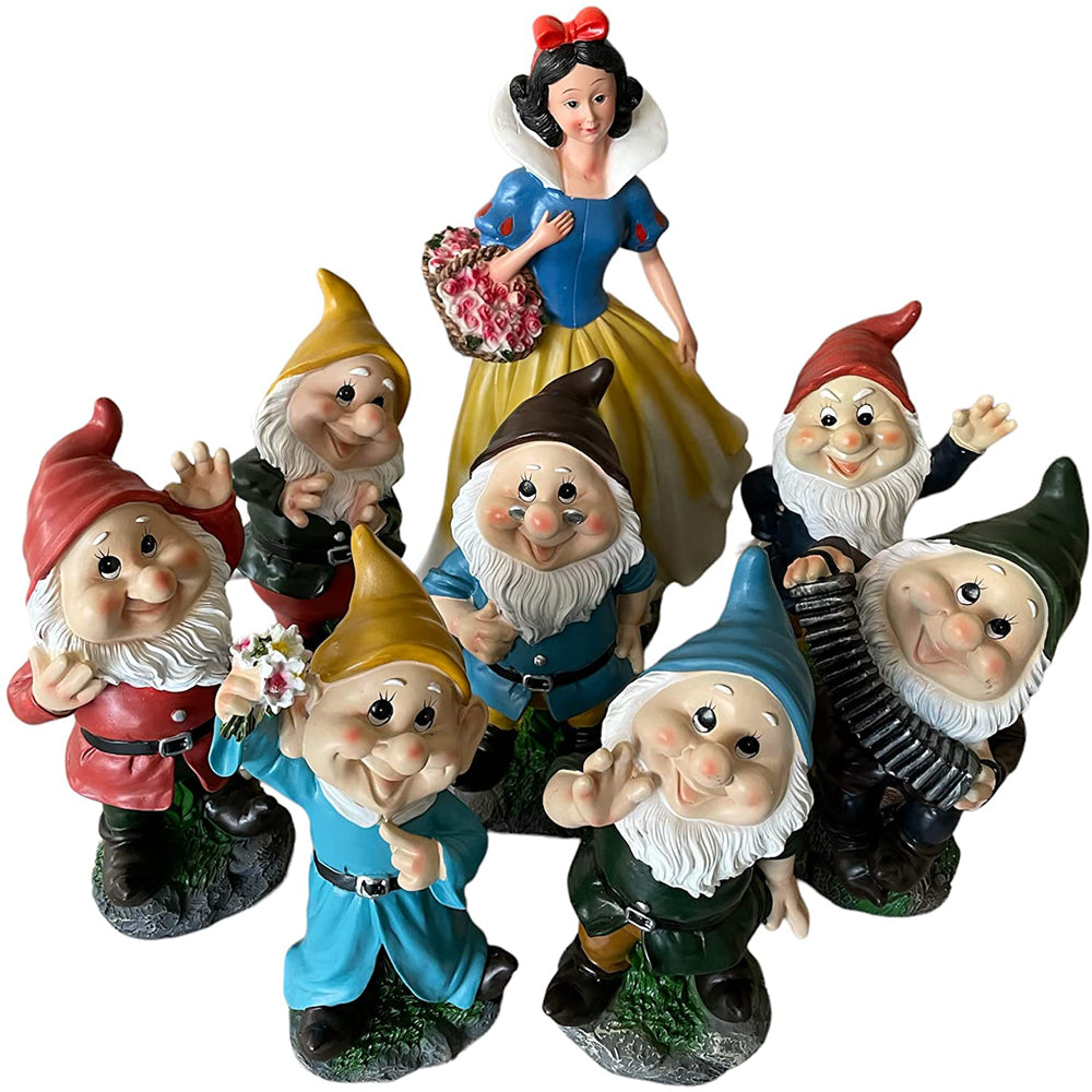SET DA GIARDINO ESTERNO 8pz POLIRESINA BIANCANEVE H. 44cm CON 7 NANI H. 28cm 6130640