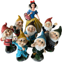 SET DA GIARDINO ESTERNO 8pz POLIRESINA BIANCANEVE H. 44cm CON 7 NANI H. 28cm 6130640
