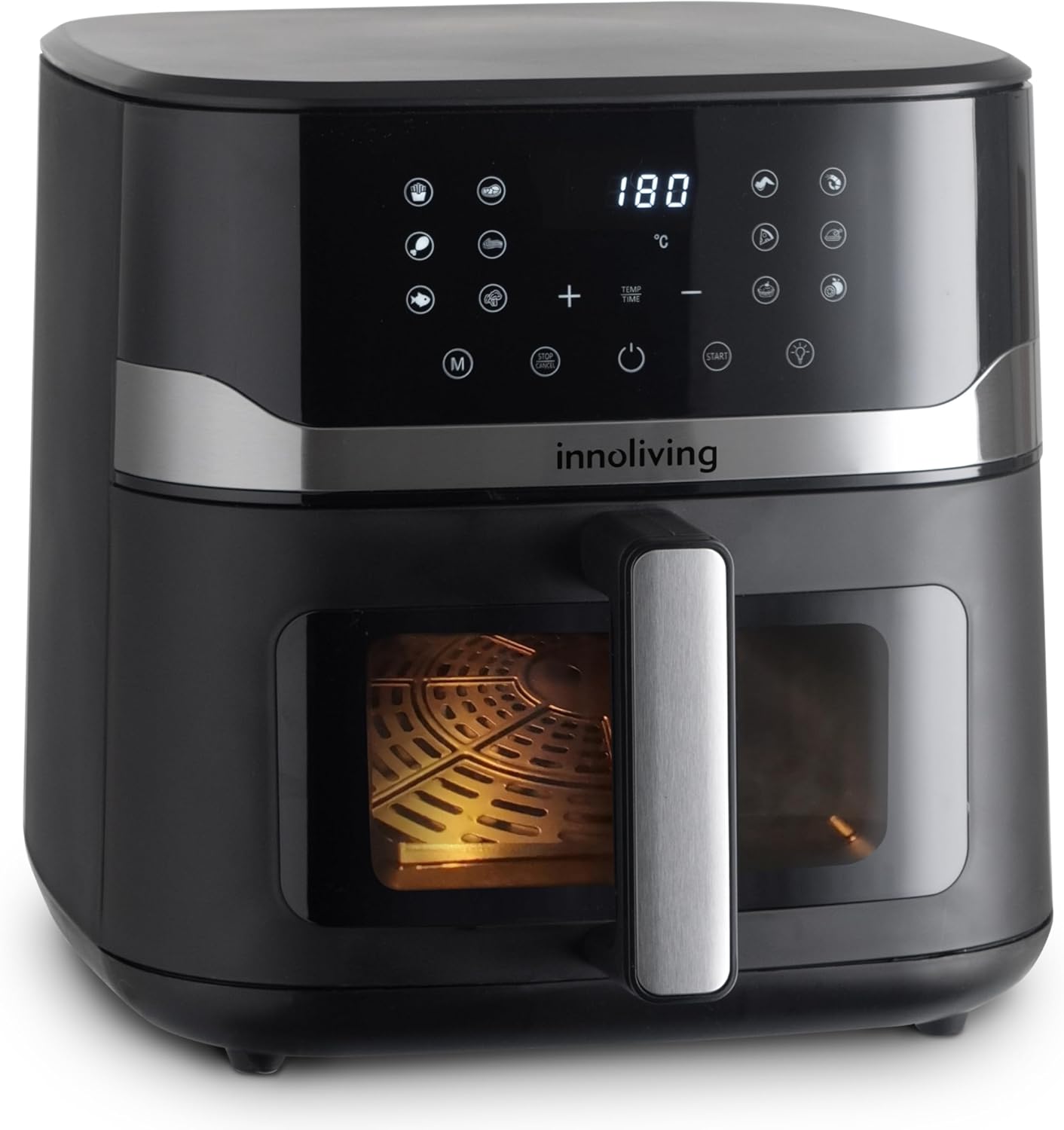 Innoliving Friggitrice ad Aria Digitale 10 Litri INN-892 con 12 Programmi Preimpostati, Touch Screen e Pannello Digitale, Finestra di Controllo e Luce Interna