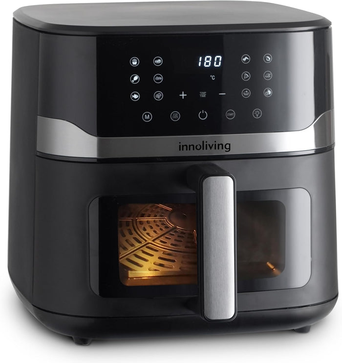 Innoliving Friggitrice ad Aria Digitale 10 Litri INN-892 con 12 Programmi Preimpostati, Touch Screen e Pannello Digitale, Finestra di Controllo e Luce Interna