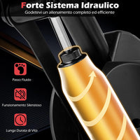 Stepper Fitness con Manubrio Regolabile in Altezza, Display LCD, Pedali Antiscivolo e Resistenza Idraulica, Stepper in Metallo, ABS, PP e EVA per Casa, Ufficio e Palestra