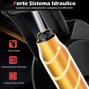 Stepper Fitness con Manubrio Regolabile in Altezza, Display LCD, Pedali Antiscivolo e Resistenza Idraulica, Stepper in Metallo, ABS, PP e EVA per Casa, Ufficio e Palestra