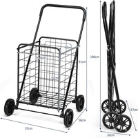 Carrello Portaspesa Pieghevole, Carrello Spesa con Ruote, Capacit¨¤ di Carico: 45 kg, 83L, 57 x 58 x 91 cm (Nero)