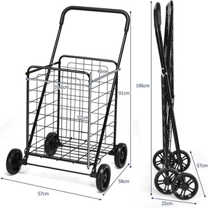 Carrello Portaspesa Pieghevole, Carrello Spesa con Ruote, Capacit¨¤ di Carico: 45 kg, 83L, 57 x 58 x 91 cm (Nero)
