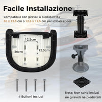Sedia per Barca, Sedile da Barca con Supporto per Schienale e Cuscino, Rivestimento in Pelle PVC Impermeabile, Schienale Alto 53 cm, Seduta da Barca da Pesca e Escursioni