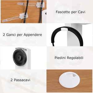 Scrivania Regolabile in Altezza, Scrivania con 3 Impostazioni di Altezza Memorizzabili, 2 Ganci e Gestione dei Cavi, Scrivania da Ufficio e Casa, 120 x 60 x 73-122 cm (Legno)