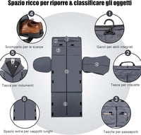Borsone da Viaggio e Porta Abiti 2 in 1, Borsa da Viaggio con Scomparto per Scarpe e Tracolla Regolabile, Impermeabile, 50L (Grigio Scuro)