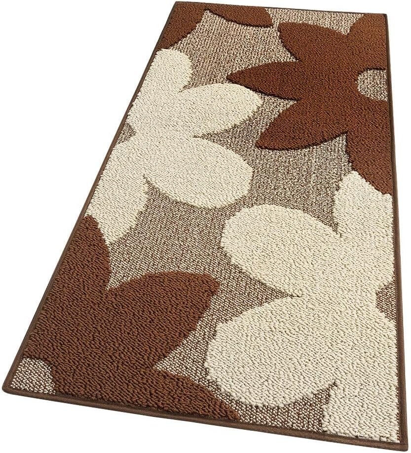 Tappeto Cucina 3D Fiore 50x135 cm Tridimensionale Morbido Moderno Passatoia Antiscivolo Marrone