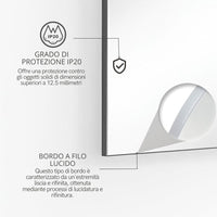 Specchio Bagno LED 4000K Posteriore ZIRCONE 100x70 cm, Specchio Retroilluminato Bagno