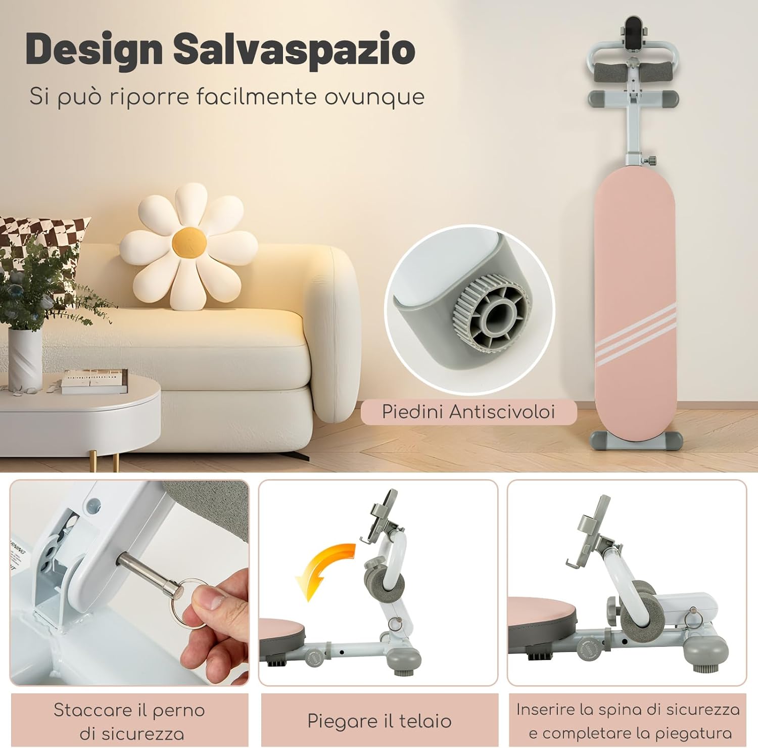 Panca per Addominali Multifunzionale, Panca da Allenamento Pieghevole con 3 Angoli Regolabili e Lunghezza Regolabile, Attrezzatura Fitness per Palestra Domestica, Portata 150 kg