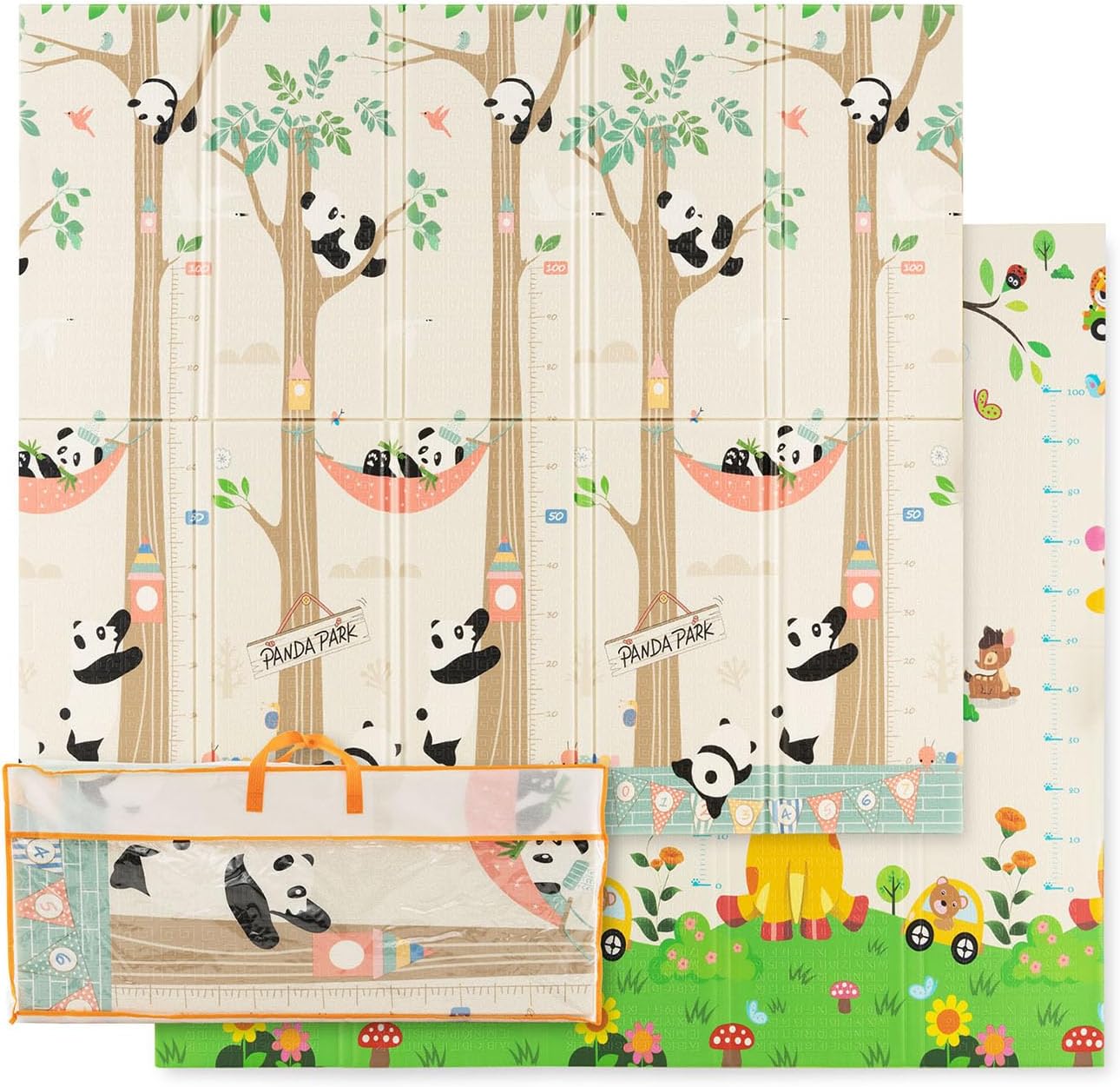 Tappeto Gioco per Bambini Pieghevole, Tappeto per Pavimento Grande da 200 x 180 cm con Borsa da Trasporto per Interni ed Esterni, Tappeto Impermeabile e Reversibile per Bambini, Neonati