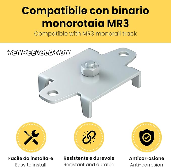 Staffa Acciaio Zincato per Monorotaia MR3 – Montaggio a Soffitto