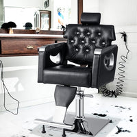 Poltrona da Barbiere Girevole, Attrezzatura Spa con Schienale Imbottito, Poggiatesta Regolabile a 6 Livelli, Pompa Idraulica Pesante, Portata 150 kg, Nero