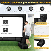 Schermo Proiettore Gonfiabile 16:9, Schermo Gonfiabile per Esterni con Soffiatore, Schermi di Proiezione con Borsa per Trasporto e Picchetti, Proiezione Frontale e Posteriore (Modello 3)