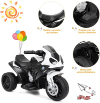 BMW Moto Cavalcabile per Bambini, Moto Giocattolo con Rotelle, Fari, Funzione Musica, Motocicletta a 3 Ruote, Regalo Perfetto per Bambini, 66 x 37 x 44,5 cm (Nero)