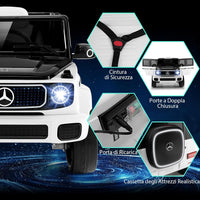 Benz Auto Cavalcabile per Bambini, Veicolo Elettrico 4WD con Telecomando Luci Musica e Clacson, Sospensione a Molla, 3-5 KM/H, per 37-96 Mesi (Bianco)