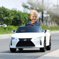 Lexus Auto Elettrica per Bambini, Macchina Elettrica Cavalcabile con Telecomando Luci LED Luminose Musica e Storie, 3-5 km/h, per Bambini 37-96 Mesi (Bianco)