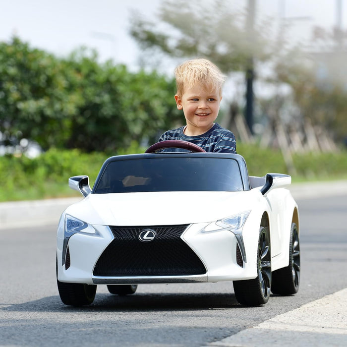 Lexus Auto Elettrica per Bambini, Macchina Elettrica Cavalcabile con Telecomando Luci LED Luminose Musica e Storie, 3-5 km/h, per Bambini 37-96 Mesi (Bianco)