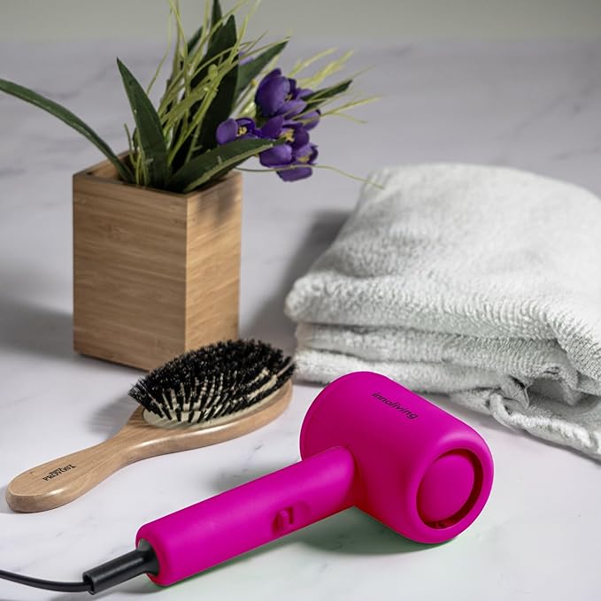 Innoliving Asciugacapelli Mini INN-612 Rosa, Compatto e Pieghevole, 1200W, Doppia Velocità, Disponibile in Vari Colori, Design Portatile per Viaggi e Palestra