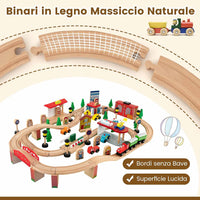 Tavolo e Set di Trenini in Legno, Tavolo Reversibile e Staccabile e Binari in Legno Massiccio, Set da Gioco Creativo 84/80 Pezzi, per Bambini 3 Anni+ (Stile 1)