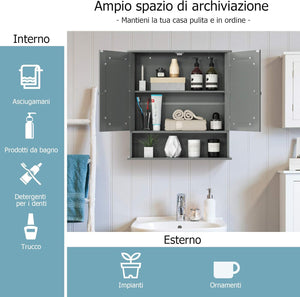 Armadio da Bagno con Ante e Cassetto 43 x 34 x 77cm, Mobile Bagno con Mensola Regolabile e Dispositivo Anti-ribaltamento, Armadietto Elegante per Ufficio, Soggiorno e Camera da Letto, Bianco