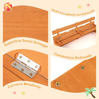 Sabbiera per Bambini in Legno, Sabbiera da Esterno con Coperchio, 2 Panchine con 4 Sedili Larghi e Schienali, Sabbonaia per Giardino, Patio e Cortile, 125 x 118 x 42,5 cm