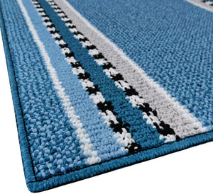 Tappeto Cucina 57x400 cm Antiscivolo Made in Italy Passatoia Corsia Bordata Ingresso Lavabile Blu