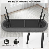 Panca Scarpiera da 113 cm, Panca da Ingresso con Cuscino Imbottito in Spugna e Gambe Metalliche Solide, Panca Fondo Letto per Soggiorno Camera da Letto, Carico 300 kg (Grigio)