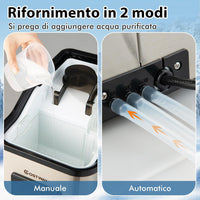 Fabbricatore di Ghiaccio 24kg/24h, 2 Modi di Ricarica dell'Acqua Autopulente e Finitura in Acciaio Inox, Macchina per Produzione di Ghiaccio per Casa Ufficio e Bar